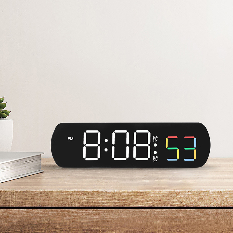 JD-6639 Body Hitam LED Putih Jam Alarm Digital LED Jam Elektronik Dekorasi Ruang Tamu Kerja Kamar Tidur Timer Countdown Alarm