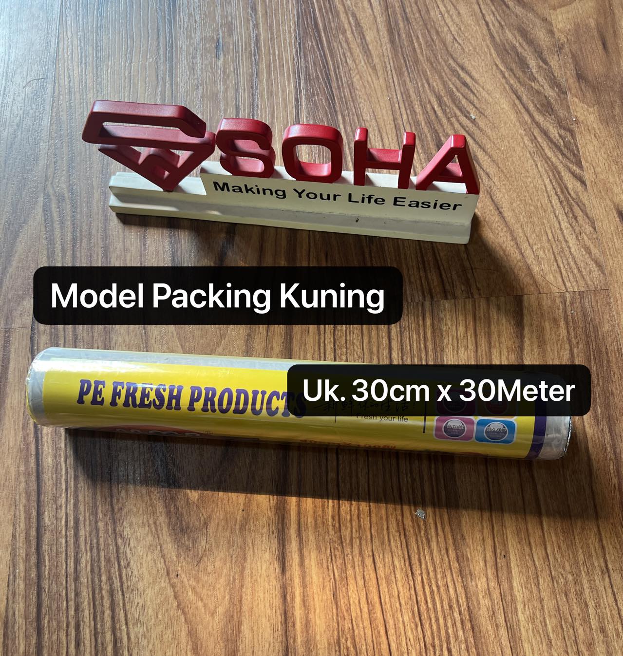 PW-01 Pack Kuning 30CM x 30M Plastik wrapping Film Roll Food Grade Plastic PE Pembungkus Makanan Cling WRAP Sealer Awet & Aman Ukuran 30 cm x 30 Meter