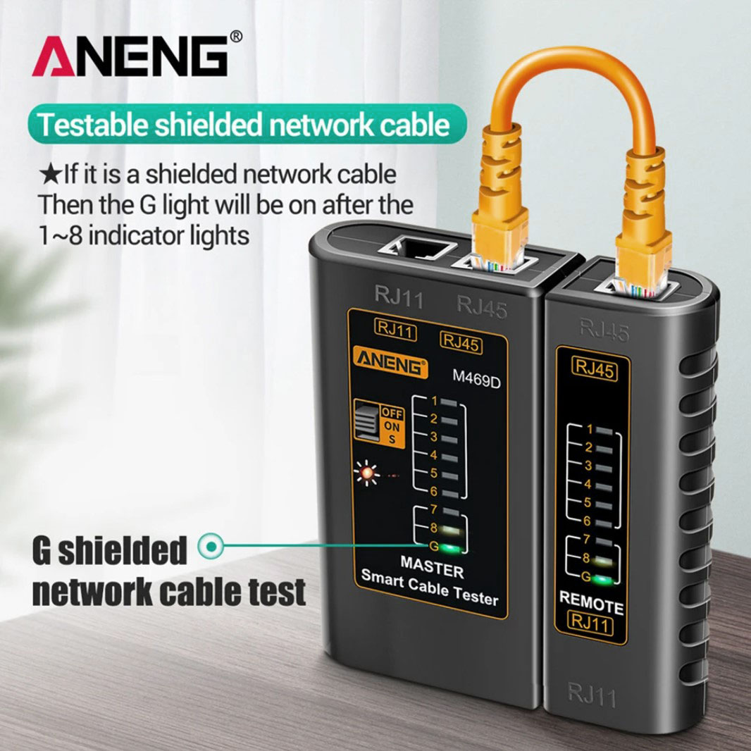 AK-03 Alat Tester Kabel Jaringan Internet Alat Tes Kabel LAN Telepon Network Cable RJ45 RJ11