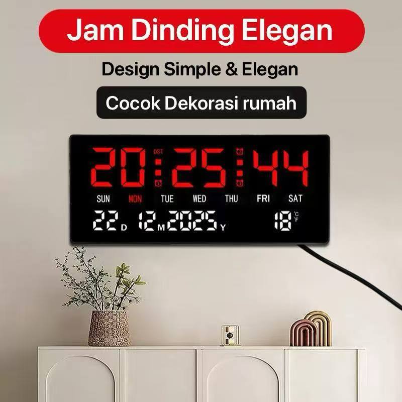 JD- 3618 LED Merah Putih Jam Digital LED Clock Dinding / Meja Fitur Kalender Alarm Weker Smart Watch Tampilan Jelas