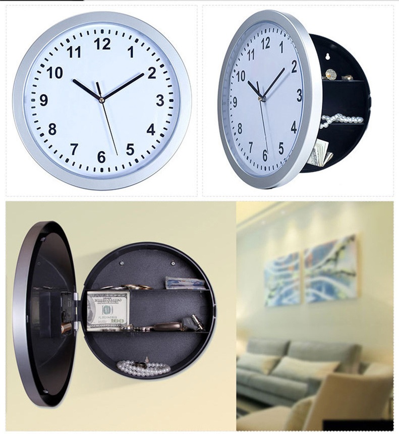 JD-26 Jam Dinding Bulat Fitur Brankas Safety Box Safe Clock Jam Quartz Fitur Hidden Storage Box