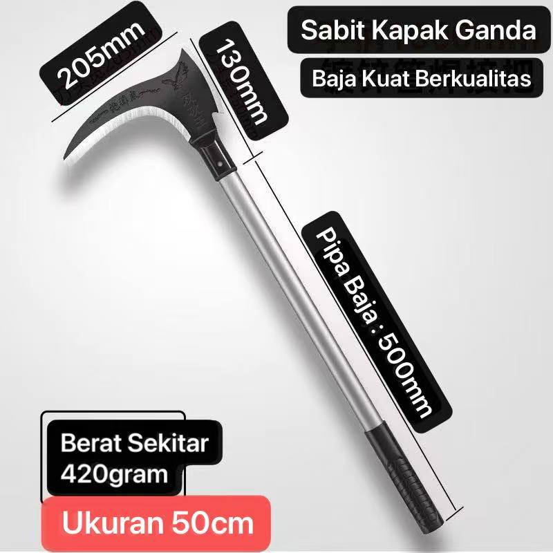 KBN-017 50cm Alat Sabit Kapak Ganda Baja Asli Alat Kebun Sabit Potong Bambu Potong Rumput Ranting Pohon