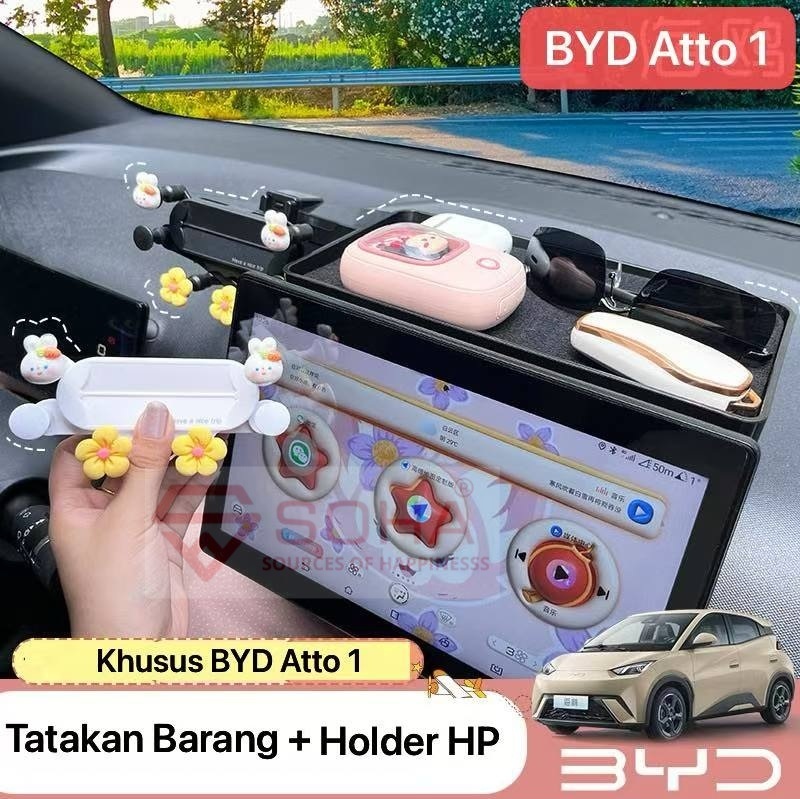 AM-105 Car Holder 6 Titik With Tray Tatakan Dashboard Mobil Atto 1 Barang Anti Slip Di Dashboard GPS Navigasi