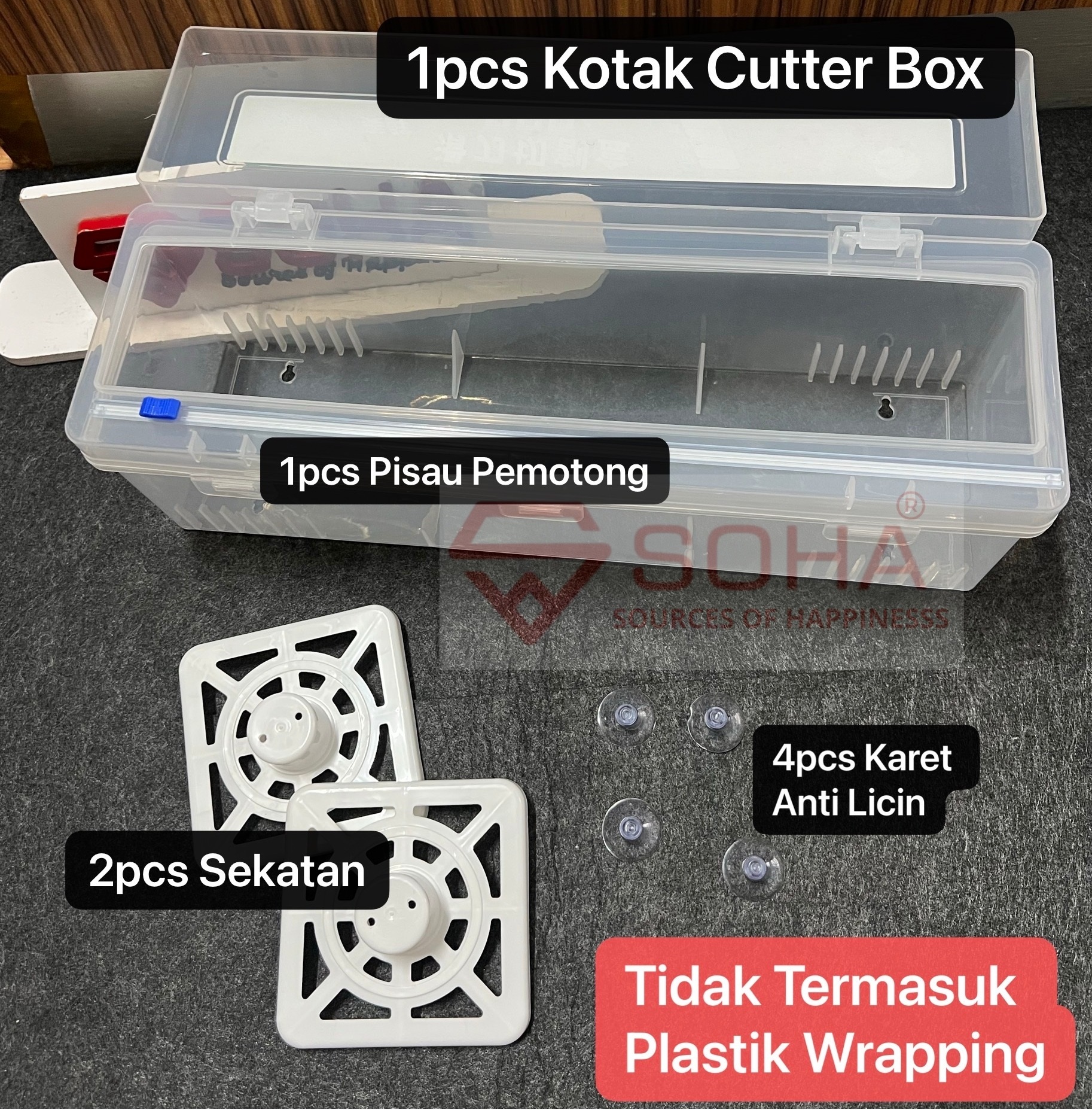 PW-13 Ukuran 40cm Alat Pemotong Plastik Food Wrapping Cutter Box Plastic Wrap Bisa Simpan dan Potong Cling Wrap / Dispenser Cutter
