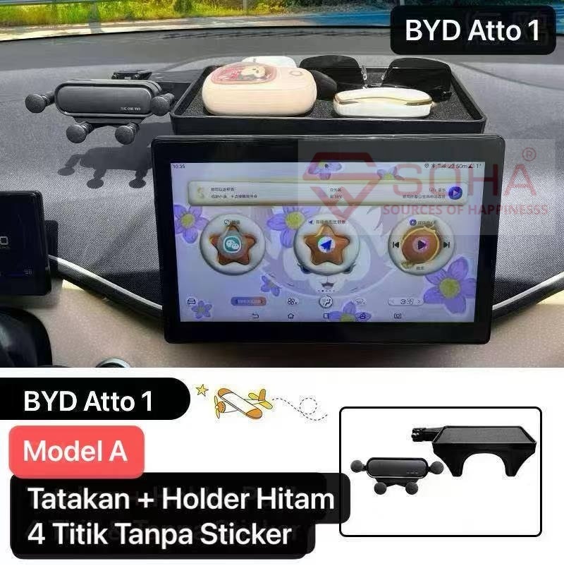 AM-105 Car Holder 4 Titik With Tray Tatakan Dashboard Mobil Atto 1 Barang Anti Slip Di Dashboard GPS Navigasi