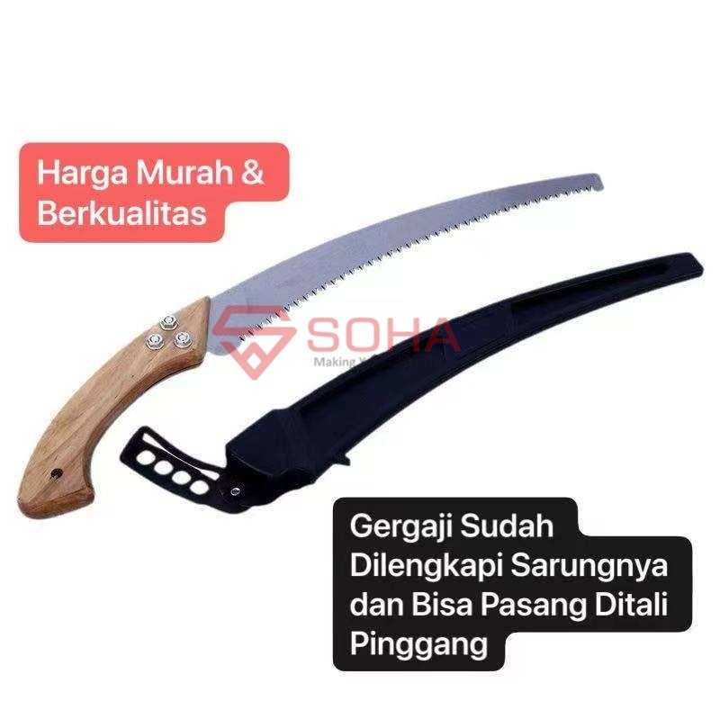 TK-39 Gergaji Kayu 16 Inch Gergaji Dahan Gergaji Kopi Lengkung Sudah Dapat Sarung Bisa Pasang Ke Tali Pinggang