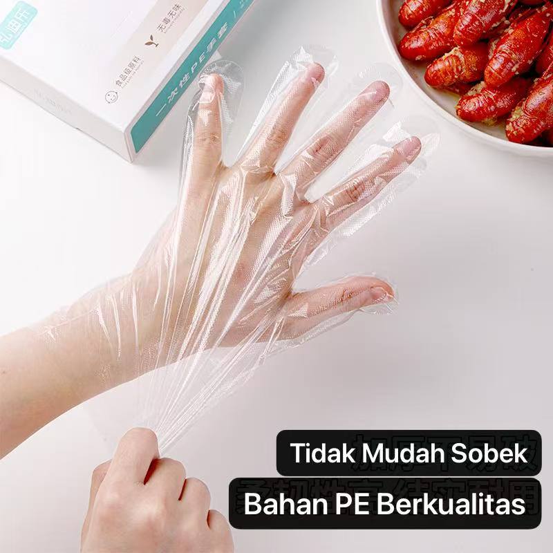 ART-086 Sarung Tangan Plastik PE Bisa Buat Bungkus Makanan dan Pembersih Rumah Tangga Hand Gloves Higienis Steril