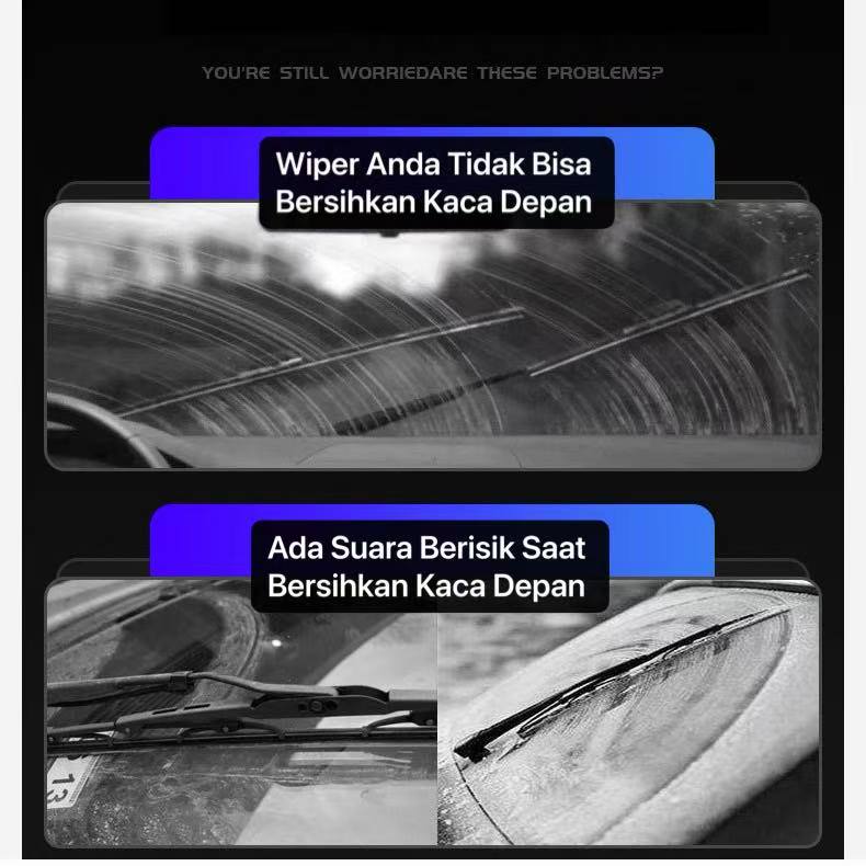 Wiper Mobil Model Hybrid Terbukti Lebih Bersih Sapu Air Hujan dan Kaca Jadi Jernih Karet Rubber Terbuat Dari Bahan Lembut Mampu Menyapu Air Hujan Yang