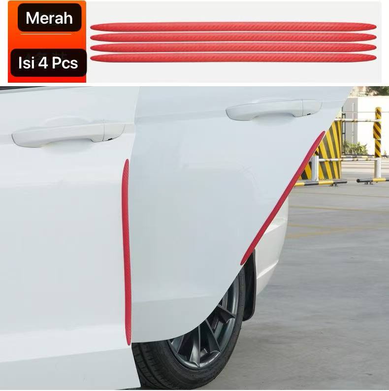 AM-99 Merah Pelindung Bumper Mobil Melindung Sudut Mobil Karet Tebal Pelindung Body Mobil Serat Karbon Bemper Mobil