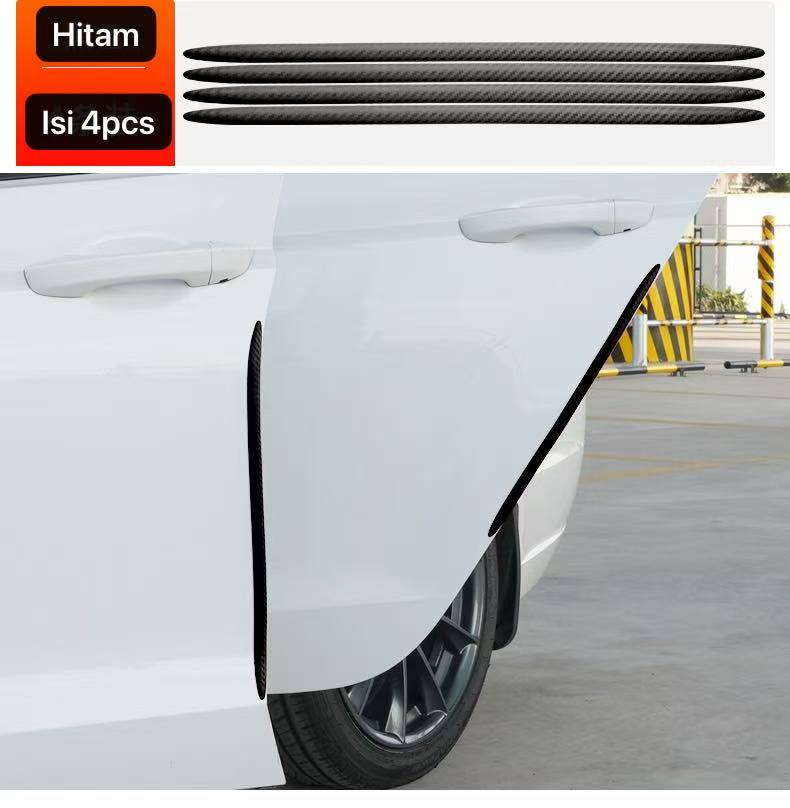 AM-99 Hitam Pelindung Bumper Mobil Melindung Sudut Mobil Karet Tebal Pelindung Body Mobil Serat Karbon Bemper Mobil