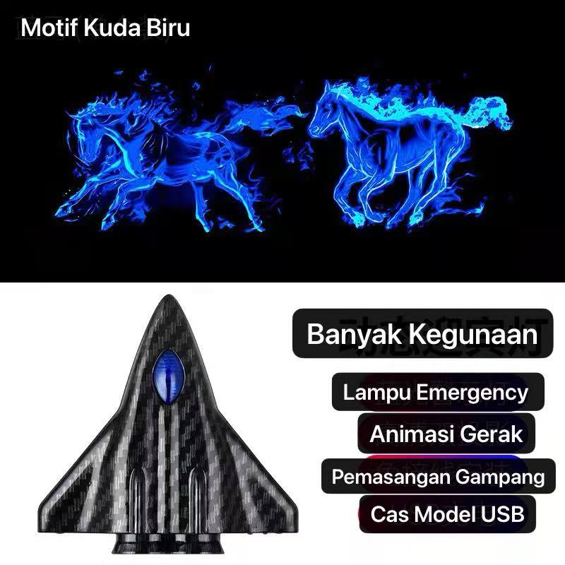 AM-98 Kuda Biru Lampu Pintu Mobil Lampu Sorot Dinamis Motif Kartun Lucu Bisa Buat Sepeda / Motor Lampu Projektor Motif Rechargable