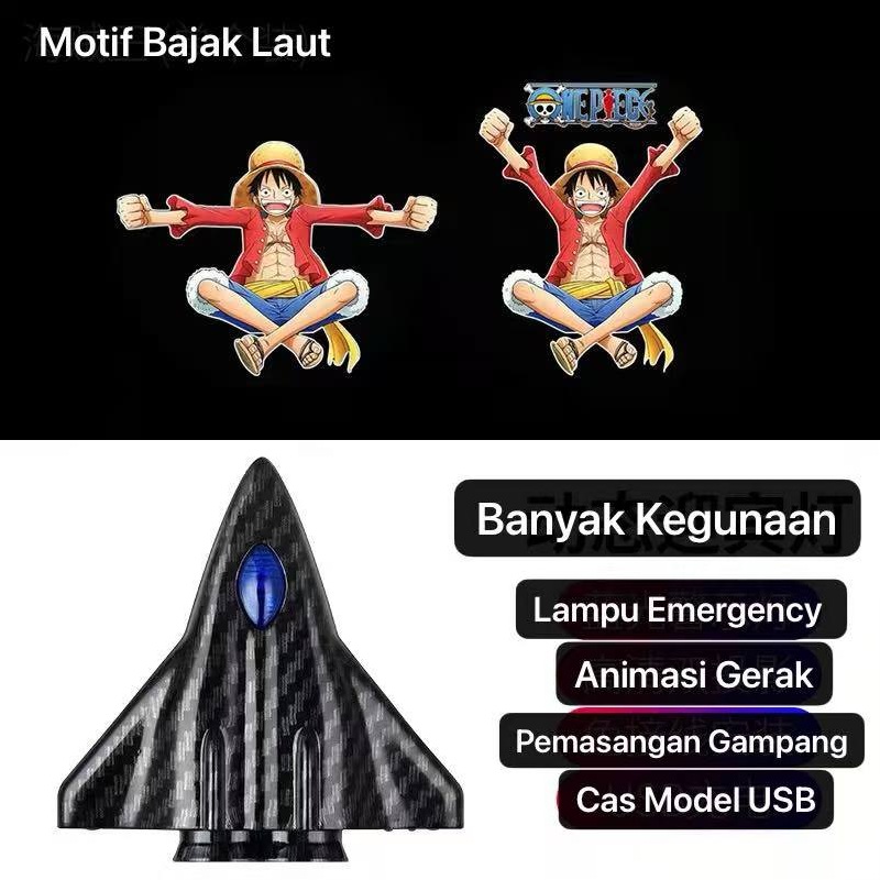 AM-98 Bajak Laut Lampu Pintu Mobil Lampu Sorot Dinamis Motif Kartun Lucu Bisa Buat Sepeda / Motor Lampu Projektor Motif Rechargable