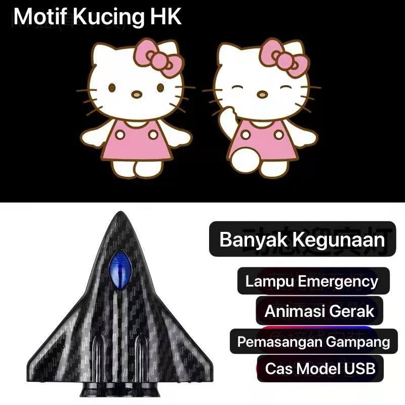 AM-98 Kucing HK Lampu Pintu Mobil Lampu Sorot Dinamis Motif Kartun Lucu Bisa Buat Sepeda / Motor Lampu Projektor Motif Rechargable