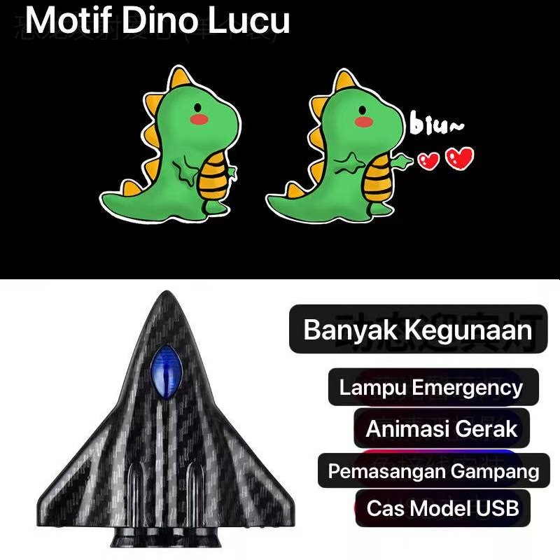 AM-98 Dino Lucu Lampu Pintu Mobil Lampu Sorot Dinamis Motif Kartun Lucu Bisa Buat Sepeda / Motor Lampu Projektor Motif Rechargable