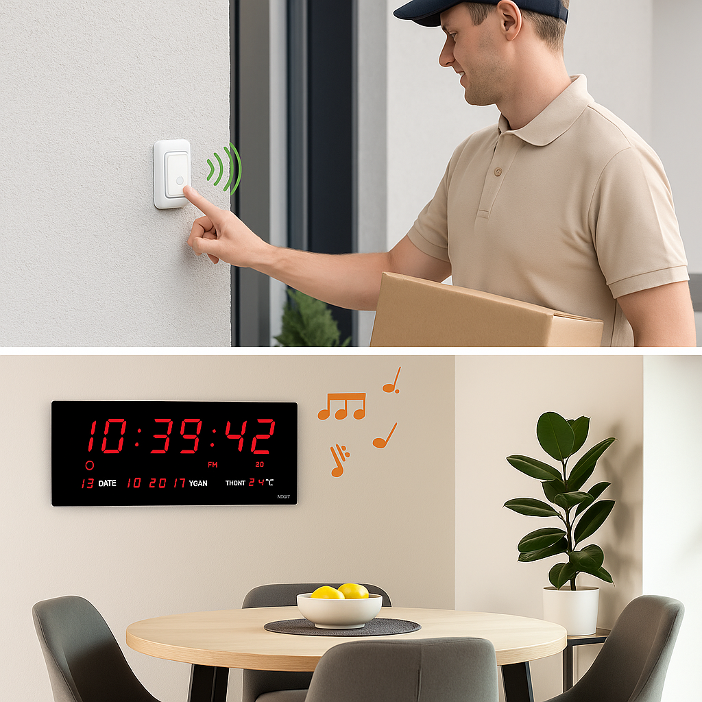 JD- 3615 LED Merah Ada Fitur Bel Rumah Jam Digital LED Clock Dinding / Meja Fitur Kalender Alarm Weker Smart Watch Tampilan Jelas