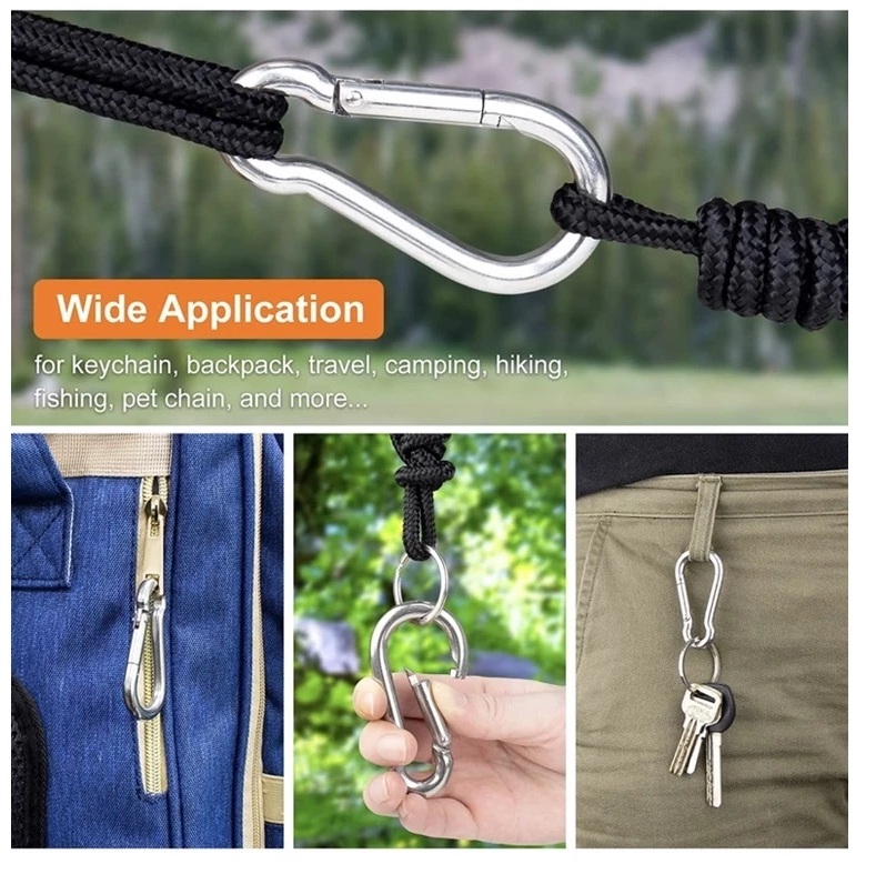TK-49 M5 Carabiner Hook Hammock Mountaineering Karabiner Nut Snap Hook Stainless Steel Pengait Gantungan Serbaguna