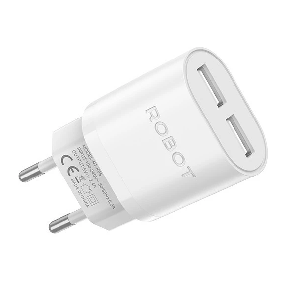 ROBOT RT-K6S Adaptor Batok Single Port 2.4 Ampere Cocok Untuk Cas HP / Untuk Nyalain Jam Digital