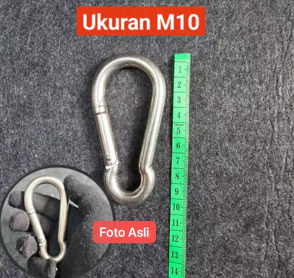 TK-49 M10 Carabiner Hook Hammock Mountaineering Karabiner Nut Snap Hook Stainless Steel Pengait Gantungan Serbaguna