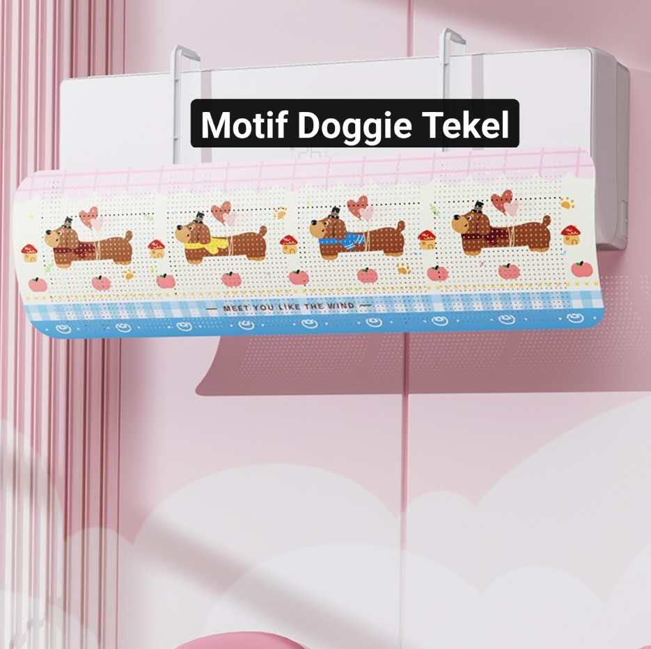 ART-032 Doggie Tekel Talang AC Reflektor Penutup penahan hembusan Angin air Screen Cover Motif Gambar Lucu Windshield
