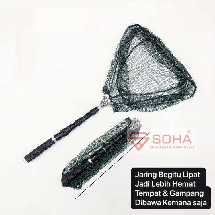 PCK-20 1.5M Tongkat Jaring Ikan Telescopic Net Aluminium Jaring Lipat Panjang Saringan Menangkap Ikan