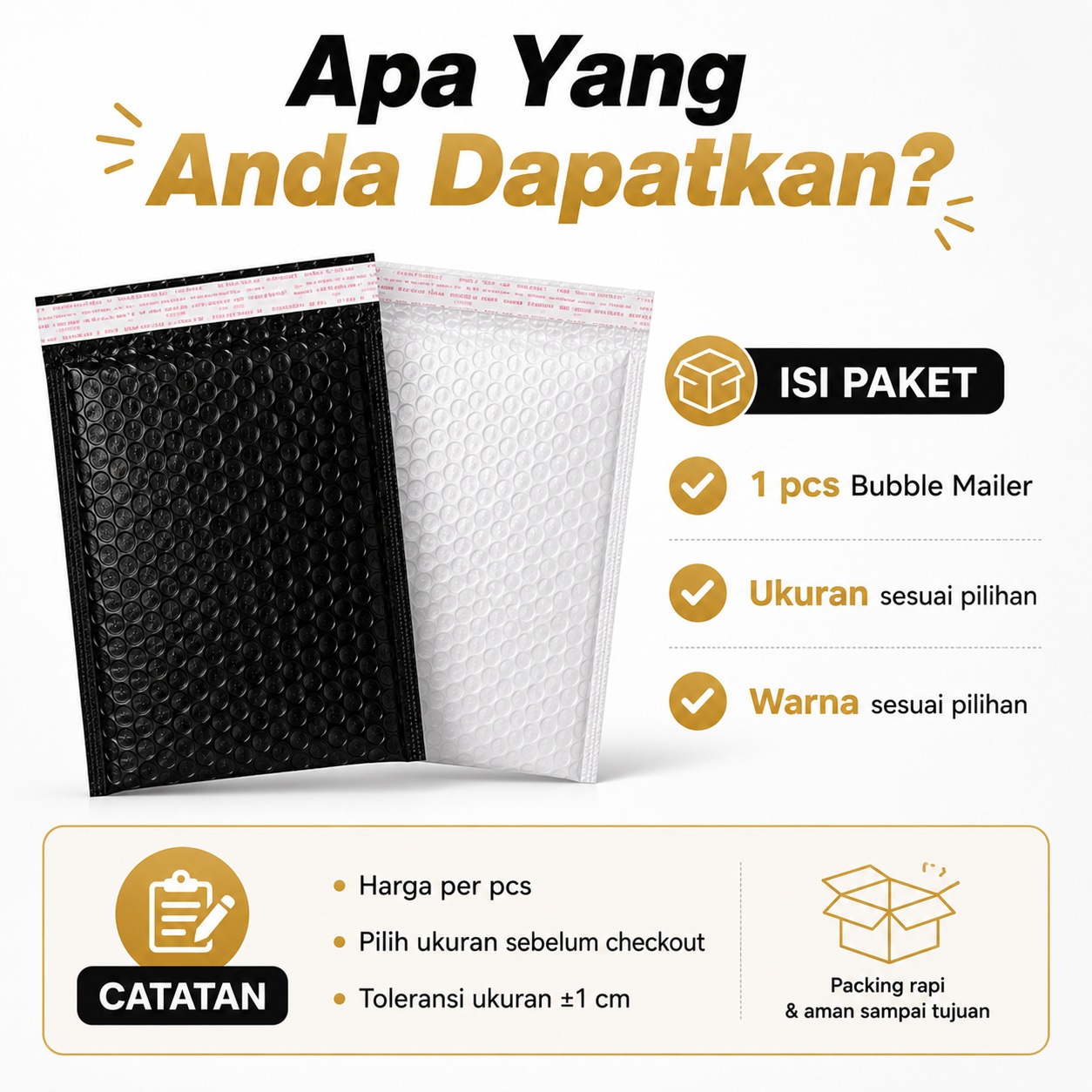 Putih - 20 x 34 Bubble Mailer Polos Plastik Packing Amplop Bubble Waterproof Shockproof / Polymailer Bubble PW-18